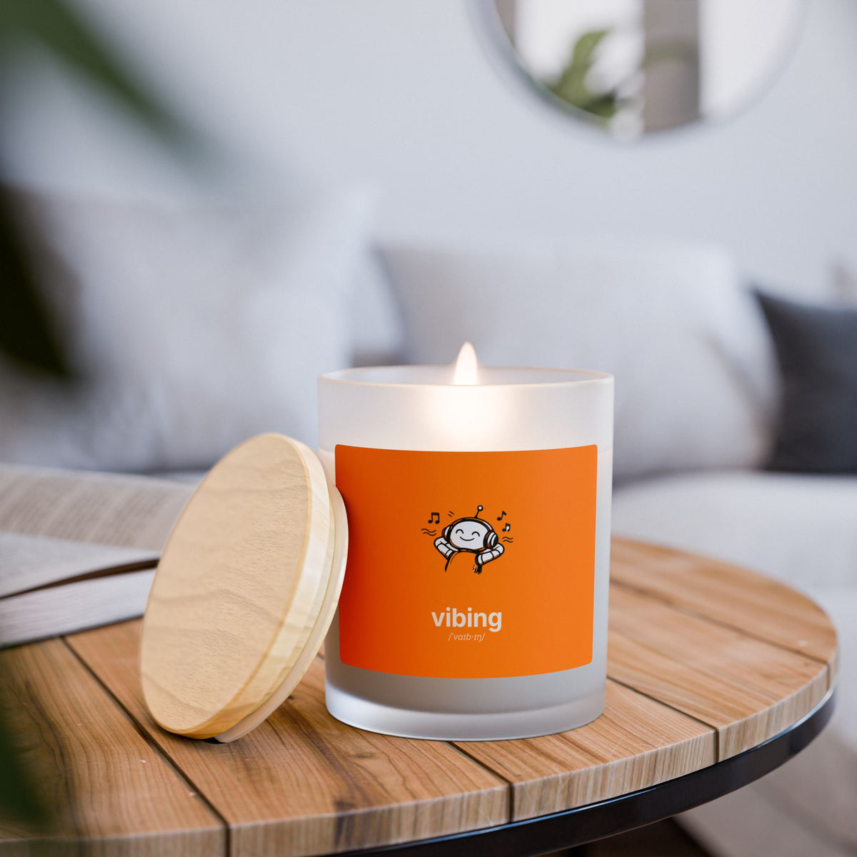 Vibing Orange Frosted Glass Candle — 11oz Scented Mood Candle