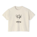 Vibing Headphones Boxy Tee — “vibing” Claudizm Graphic