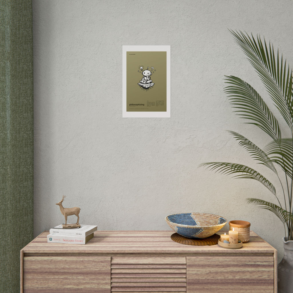 Philosophizing Claudizm Poster — Funny Thinking Robot Wall Art