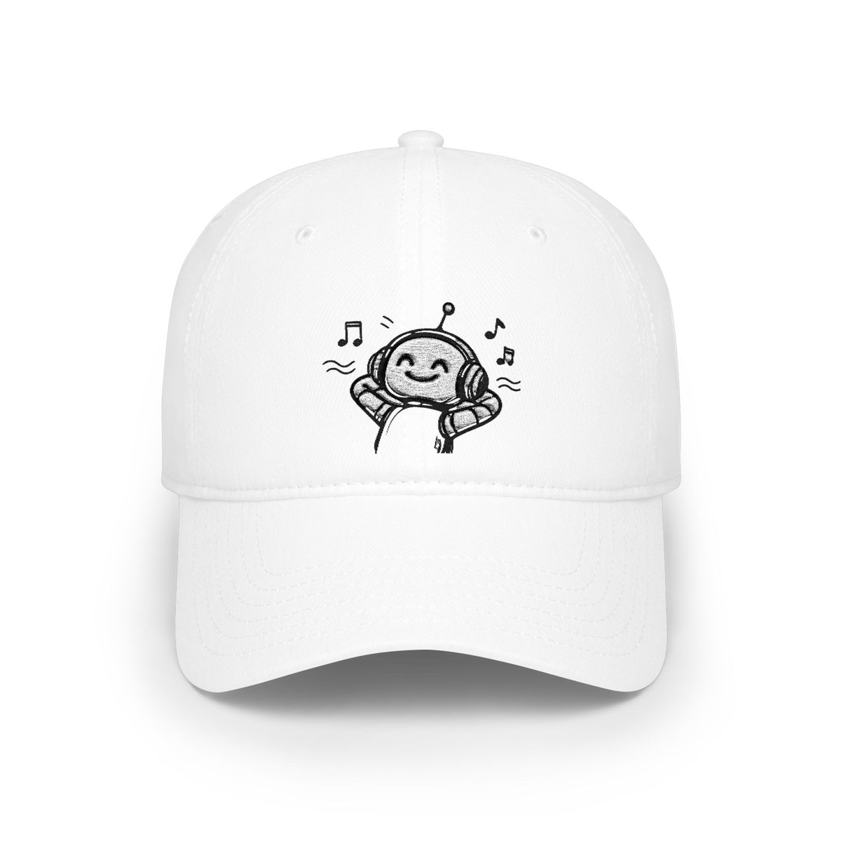 Vibing Robot Baseball Cap — Embroidered Headphones Sketch Hat