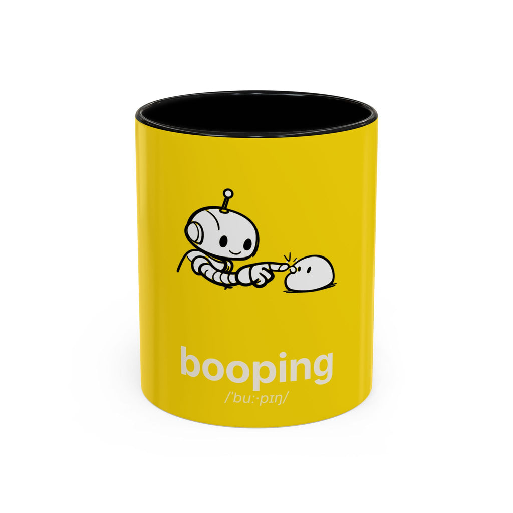 Booping Robot Yellow Coffee Mug — Cute Robot Boop Graphic (11/15 oz)