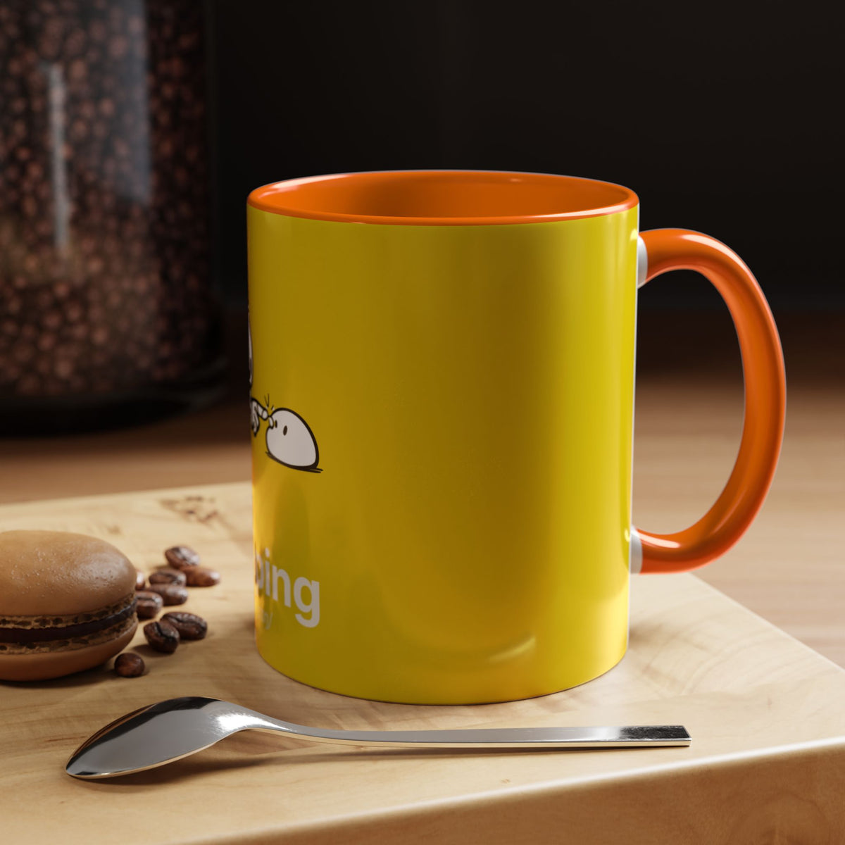 Booping Robot Yellow Coffee Mug — Cute Robot Boop Graphic (11/15 oz)