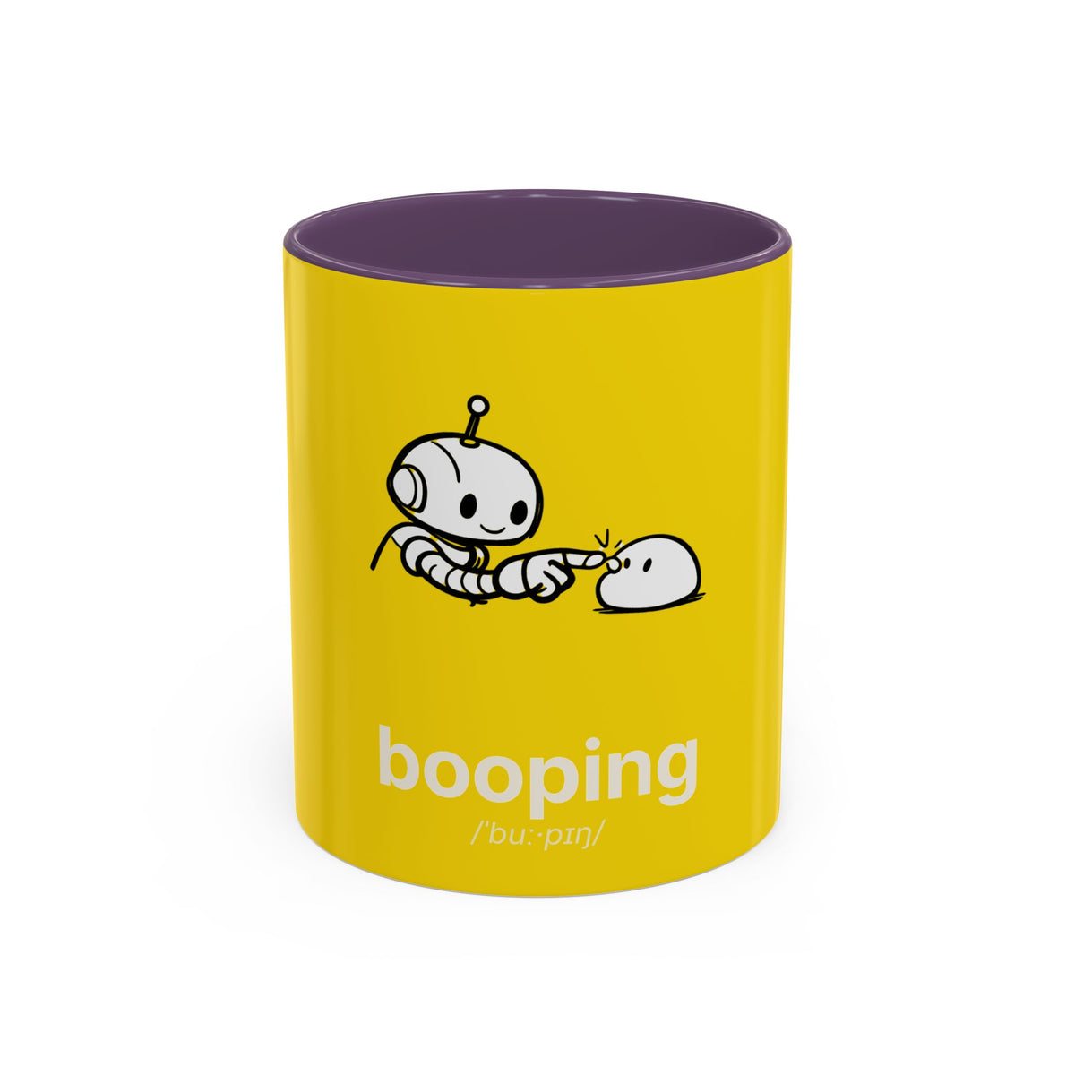 Booping Robot Yellow Coffee Mug — Cute Robot Boop Graphic (11/15 oz)