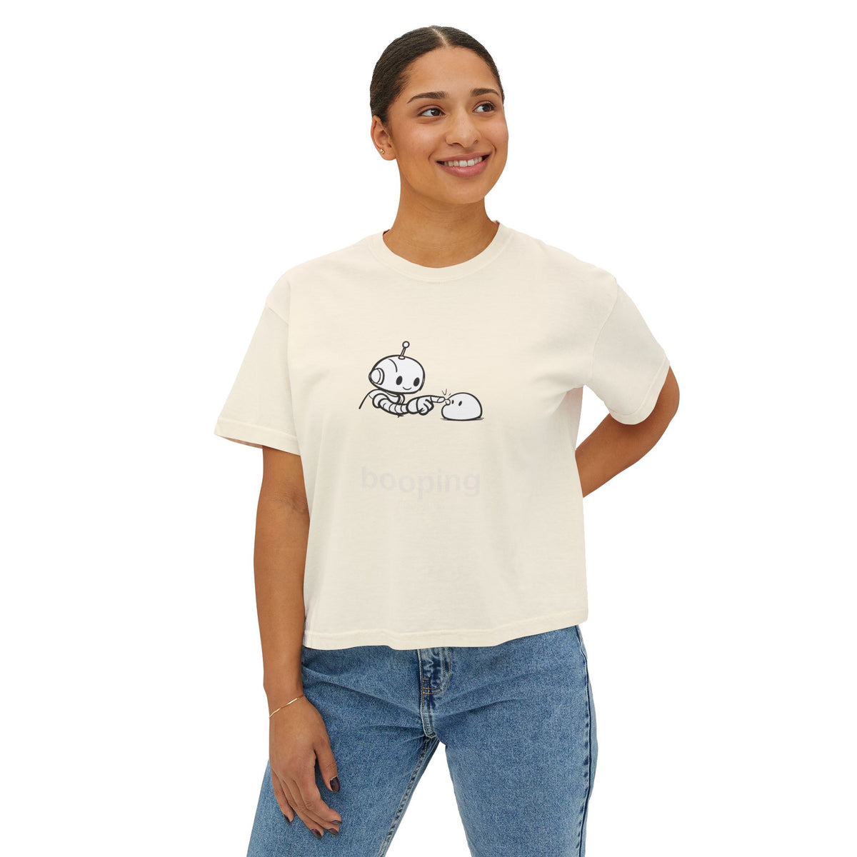 Booping Boxy Tee — "booping" Claudizm Graphic