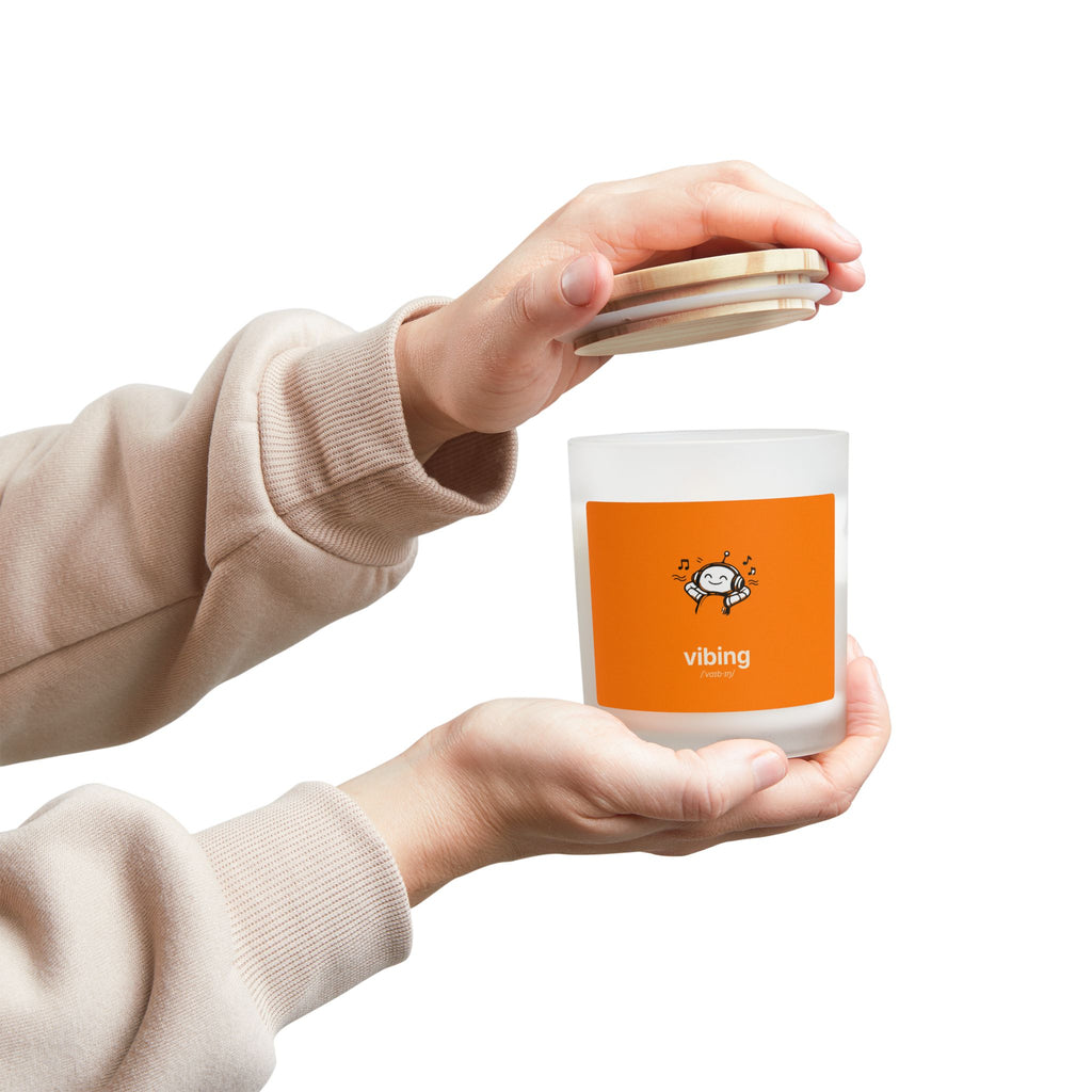 Vibing Orange Frosted Glass Candle — 11oz Scented Mood Candle