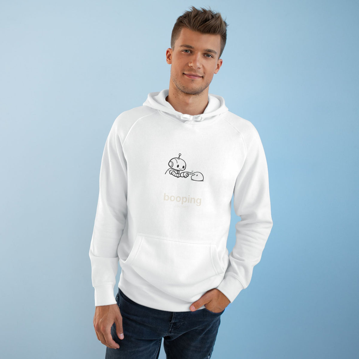 Booping Forest Green Hoodie — Cute Robot Boop Graphic