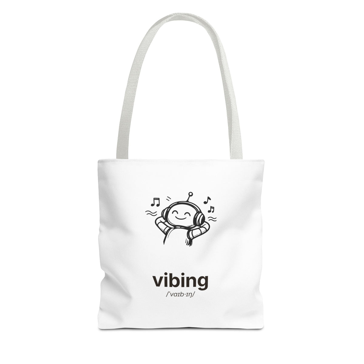 Vibing Tote Bag — Cute Music Headphones Illustration
