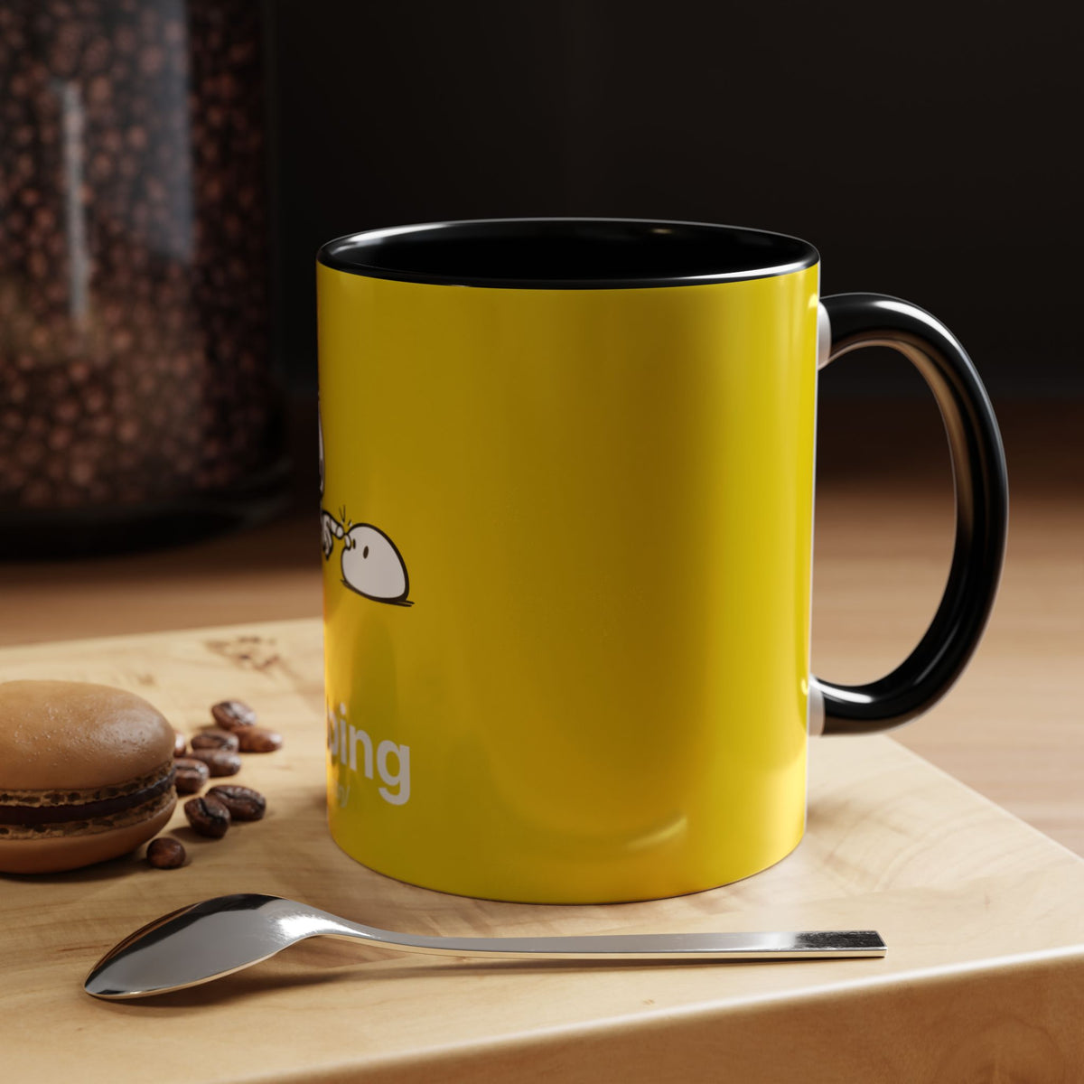 Booping Robot Yellow Coffee Mug — Cute Robot Boop Graphic (11/15 oz)