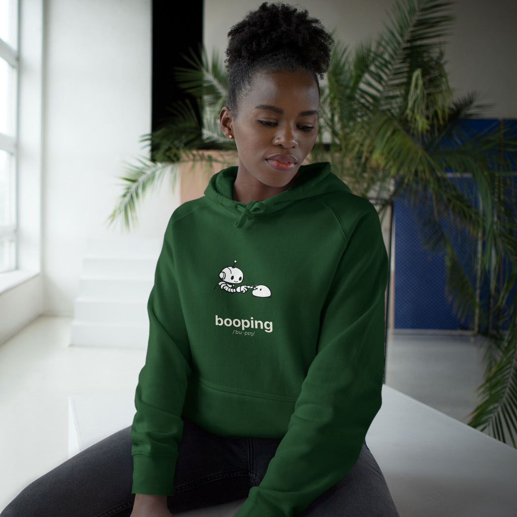 Booping Forest Green Hoodie — Cute Robot Boop Graphic
