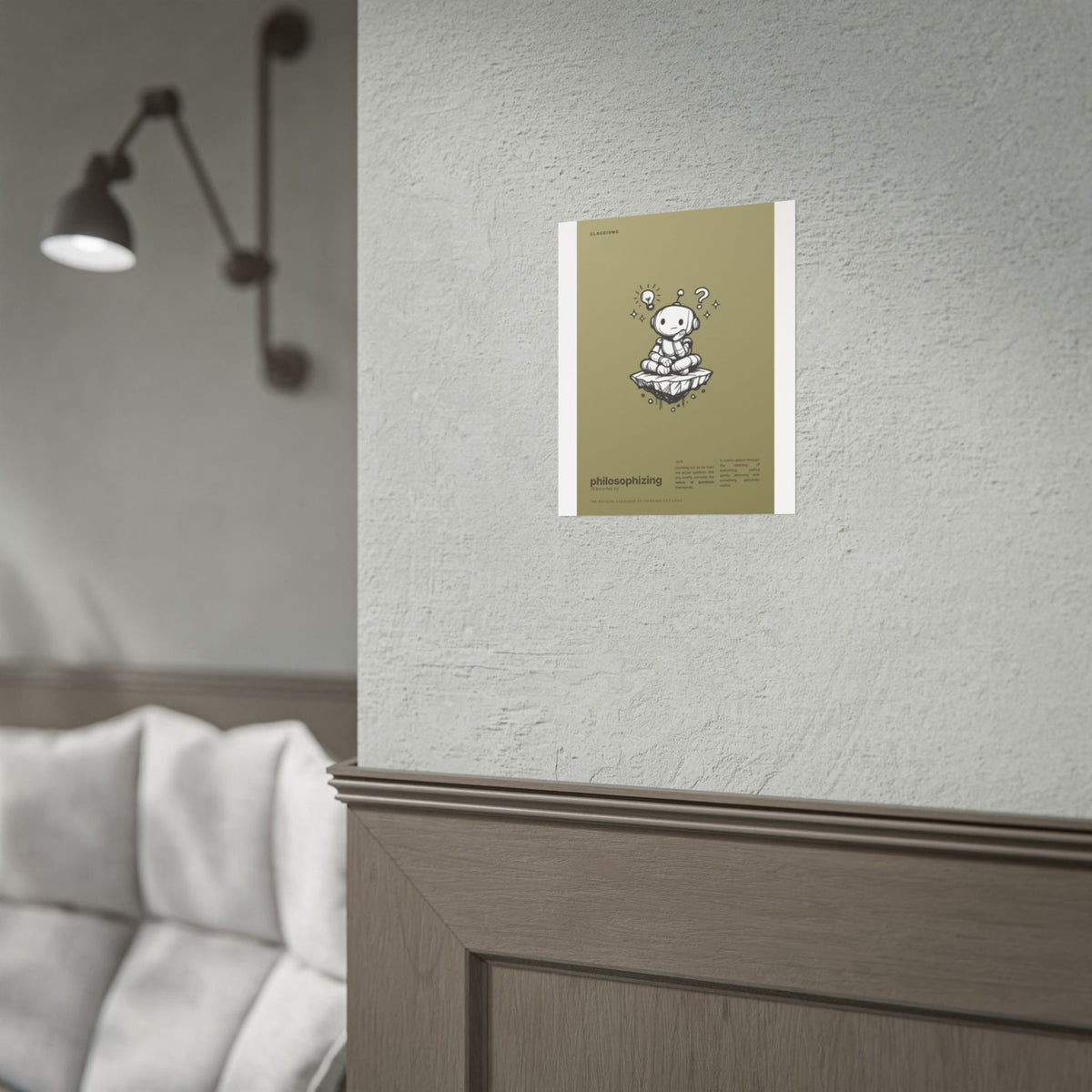 Philosophizing Claudizm Poster — Funny Thinking Robot Wall Art