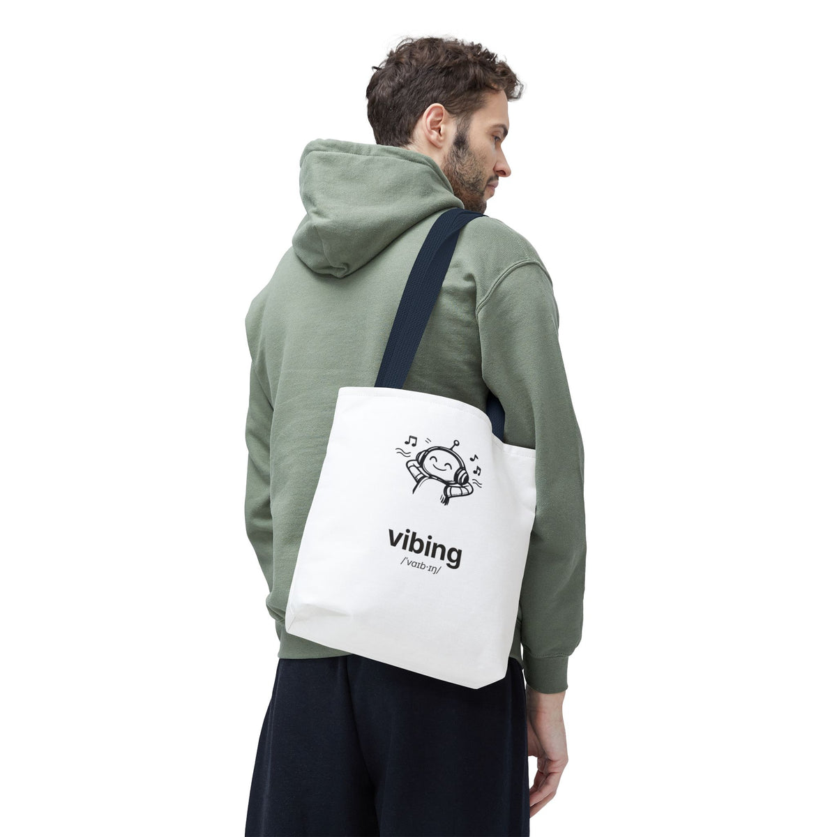 Vibing Tote Bag — Cute Music Headphones Illustration