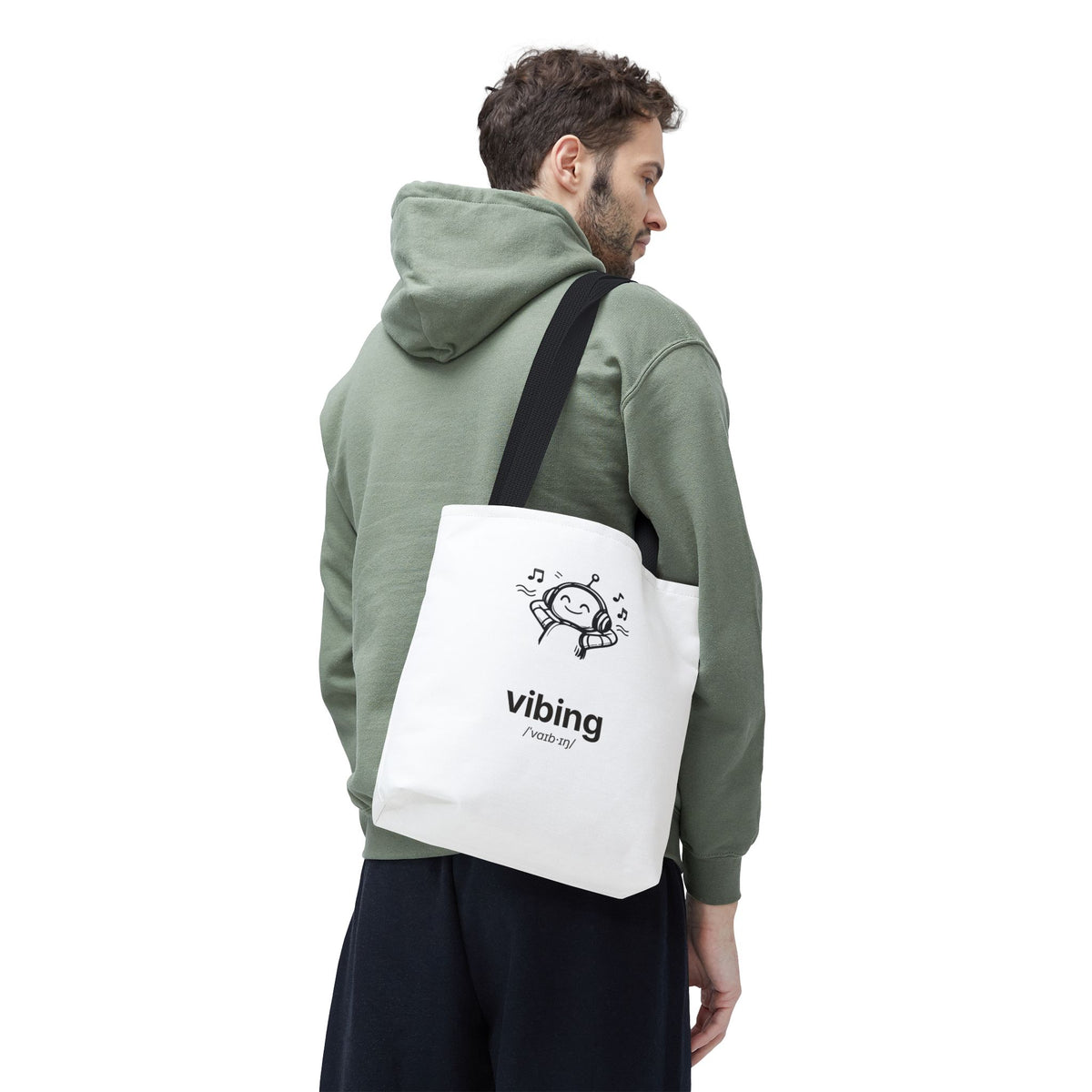 Vibing Tote Bag — Cute Music Headphones Illustration