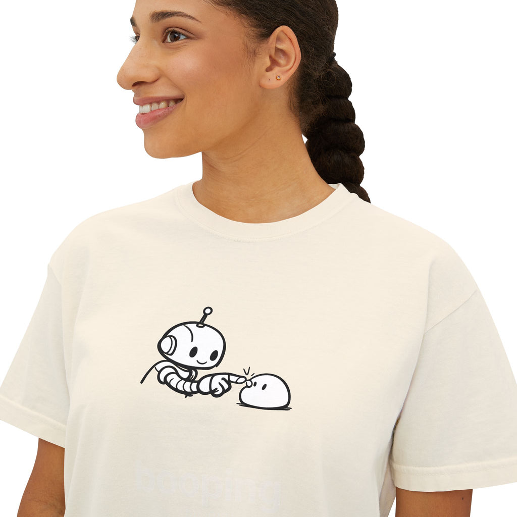 Booping Boxy Tee — "booping" Claudizm Graphic