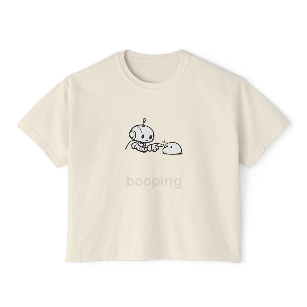 Booping Boxy Tee — "booping" Claudizm Graphic