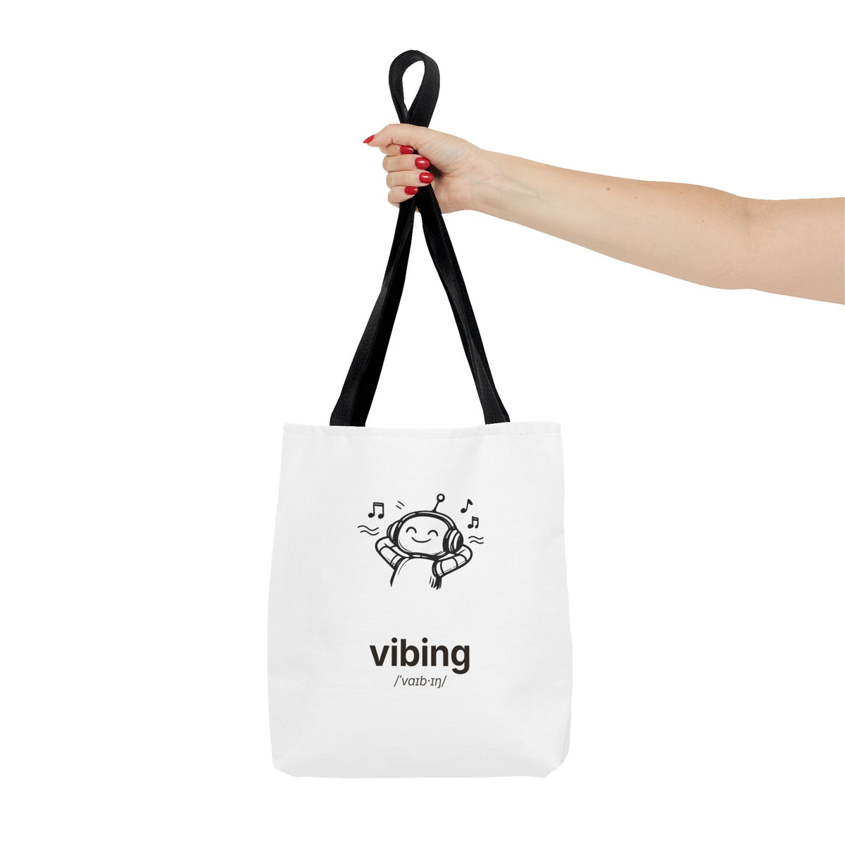 Vibing Tote Bag — Cute Music Headphones Illustration