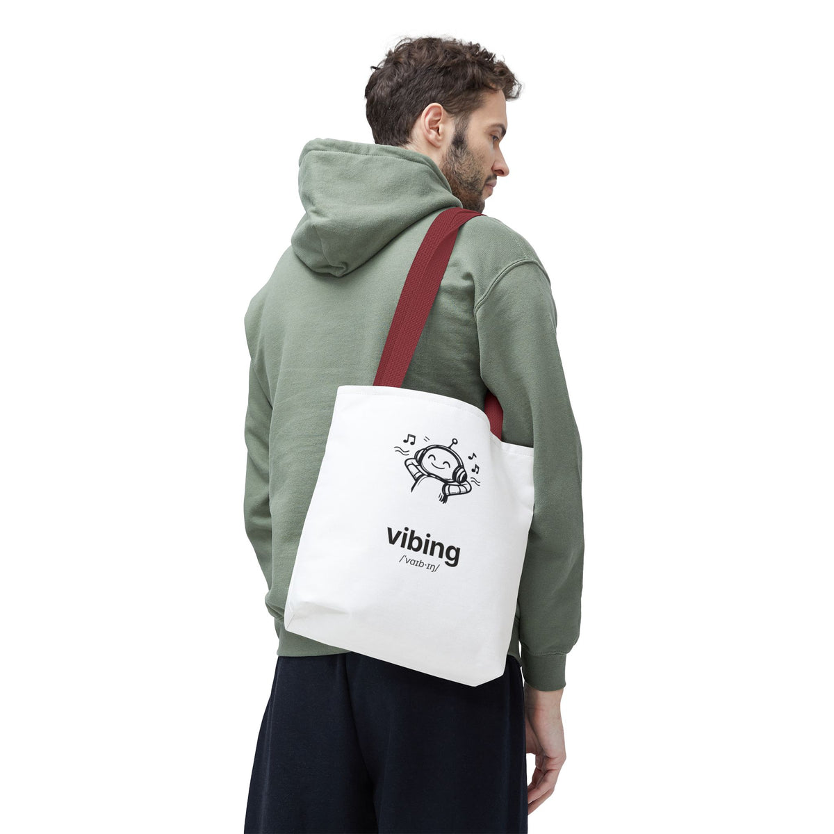 Vibing Tote Bag — Cute Music Headphones Illustration